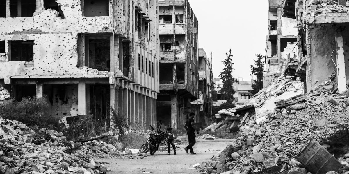 An image representing armed conflict and the obligation to protect civilians