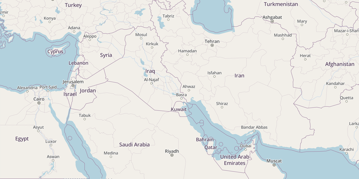 Map related to Israel–Iran hostilities in 2025